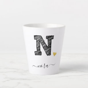 Tasse Latte LETTRE MONOGRAPHIQUE N RÉtro, BOUGIE EN RÉTARTE
