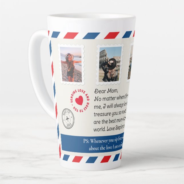 Tasse Latte LETTRE PHOTOGRAPHIQUE Maman POSTÉRIQUE (Angle gauche)