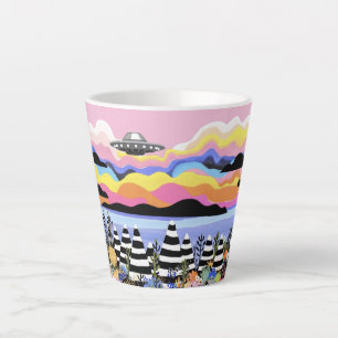 Tasse Latte Lever de soleil avec OVNI