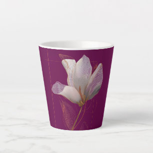 Tasse Latte Ligne dorée Magnolia blanc Magenta