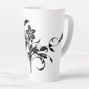 Tasse Latte ligne florale art-silhouette-design