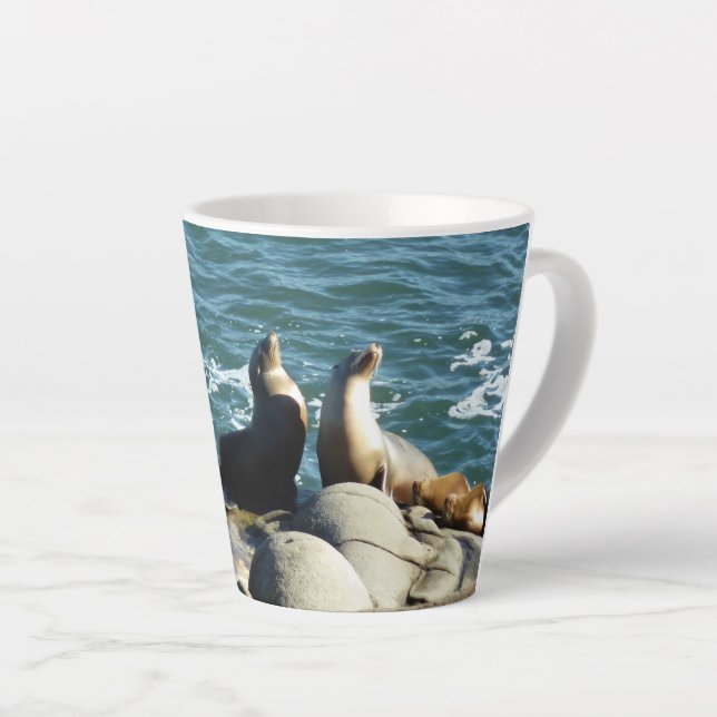 Tasse Latte Lions de la mer de San Diego (Angle droit)