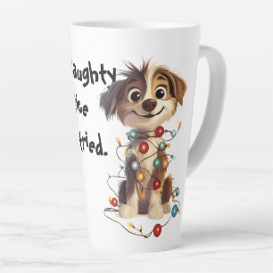 Tasse Latte Liste de contrôle de Naughty Puppy Père Noël