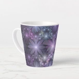 Tasse Latte Lit de fleurs Art Fractal Abstrait tendance brilla