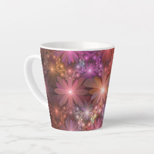 Tasse Latte Lit De Fleurs Coloré brillant Abstrait Fractage Ar