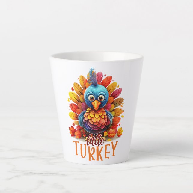 Tasse Latte Little Turkey - Joli style de dessin coloré (Devant)