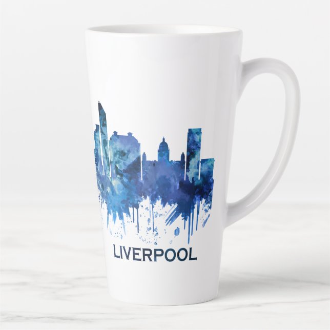 Tasse Latte Liverpool England Skyline Blue (Droite)