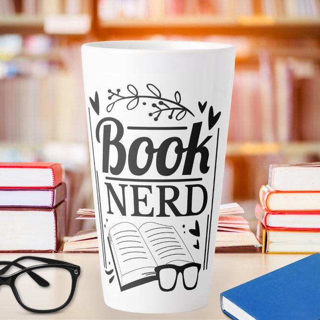 Tasse Latte Livre de devis mignon amusant Nerd (Créateur téléchargé)