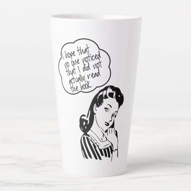 Tasse Latte Livre du club de lecture rétros amusant (Devant)