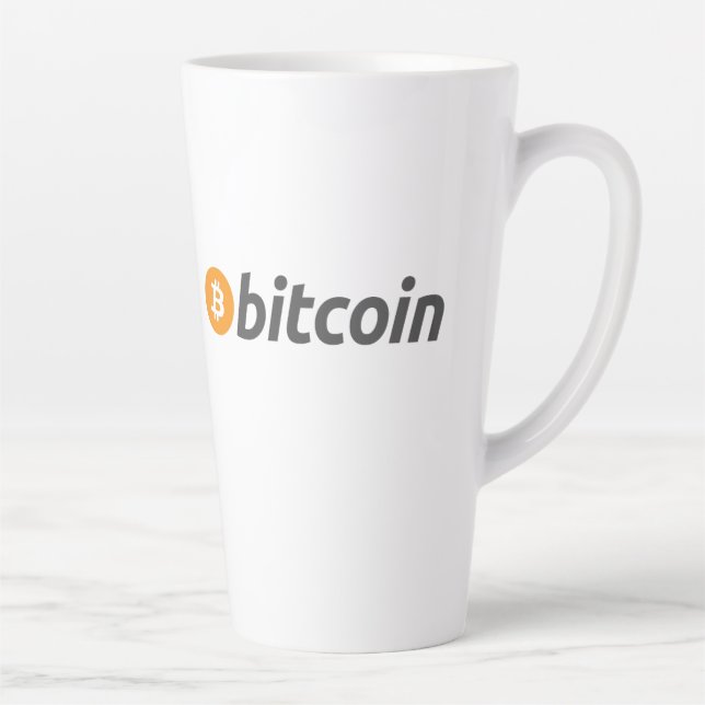 Tasse Latte Logo Bitcoin grand avec symbole Bitcoin orange (Droite)