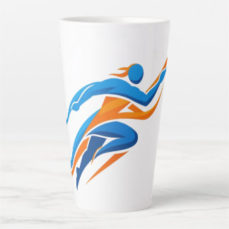 Tasse Latte Logo de coureur dynamique bleu orange Vitesse Cade