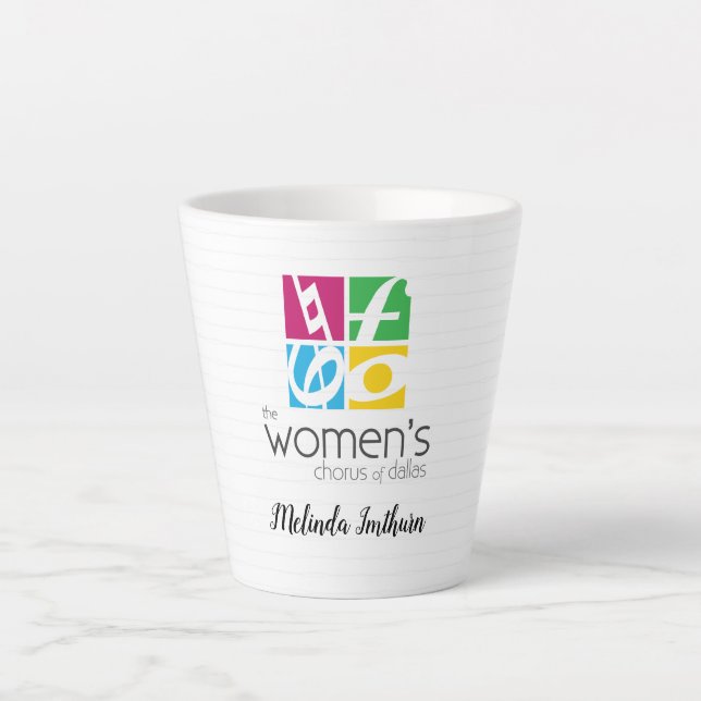 Tasse Latte Logo du choeur féminin de Dallas (Devant)