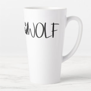 Tasse Latte Logo graphique Wolf Text