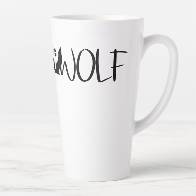 Tasse Latte Logo graphique Wolf Text (Droite)