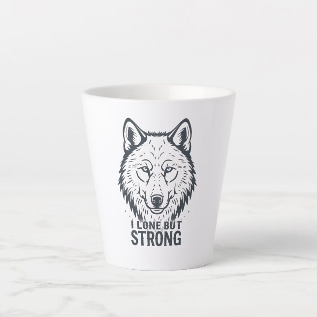 Tasse Latte Lone Wolf Strength and Resilience (Devant)