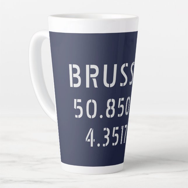 Tasse Latte Longitude de la latitude de Bruxelles (Angle gauche)
