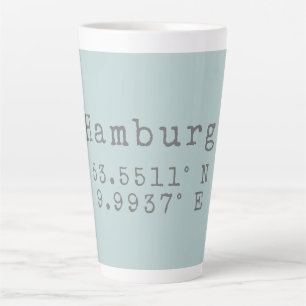 Tasse Latte Longitude de la latitude de Hambourg