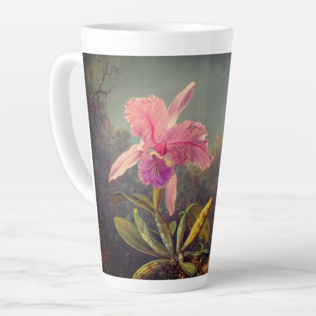 Tasse Latte L'orchidée de Cattleya et trois colibris Heade (Angle gauche)