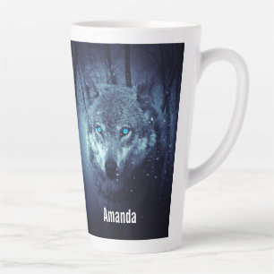 Tasse Latte Loup sauvage magique aux yeux bleus Extraordinaire