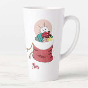 Tasse Latte L'ours polaire regarde Père Noël en train de  la l