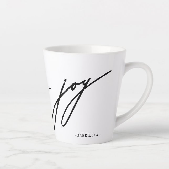 Tasse Latte Love and Joy Script Black Name Christmas Holiday (Droite)