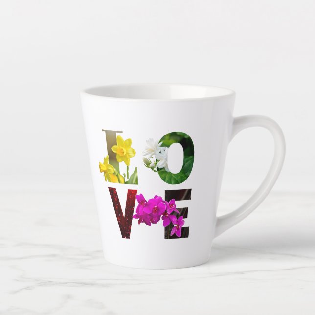 Tasse Latte LOVE Floral Typography  (Droite)