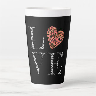 Tasse Latte Love Heart Design – Red Gradient Heart on Black