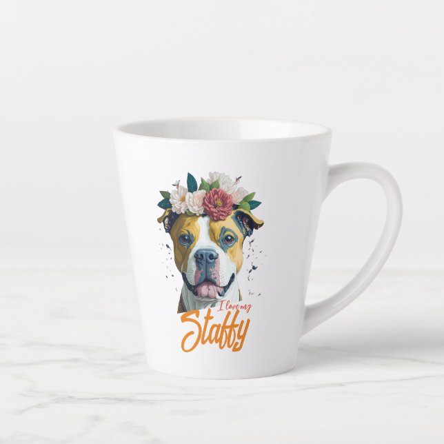 Tasse Latte Love Staffordshire Bull Terrier - I Love My Staffy (Droite)
