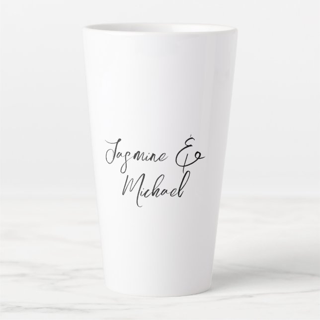 Tasse Latte Lovely Chic Calligraphie Noms Mariages (Devant)