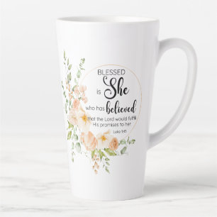 Tasse Latte Luc 1:45 Béni est Elle Printemps Orange Fleur