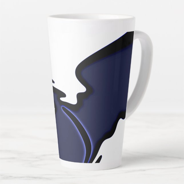 Tasse Latte Lune bleue : Bleu Abstrait, Blanc & Noir (Angle droit)