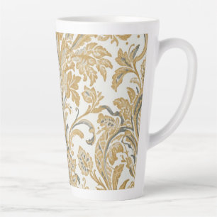 Tasse Latte Luxe, Classique, Élégant, Motif beige doré