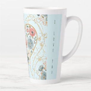 Tasse Latte Luxe, Saint-Valentin, Fleurs de mon cœur