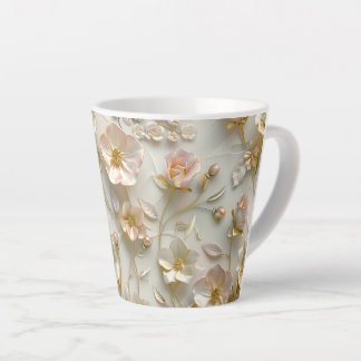 Tasse Latte Luxury 3D Embossed Floral Gold Foil Elegant 