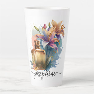 Tasse Latte Lys d'aquarelle florale personnalisés