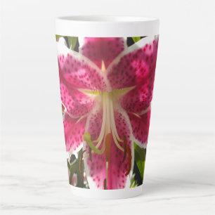 Tasse Latte Lys roses fleurs tropicales roses rose