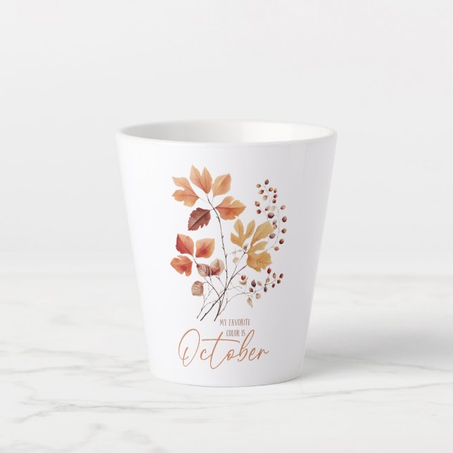 Tasse Latte Ma Couleur Préférée Est Octobre - Feuilles D'Autom (Devant)