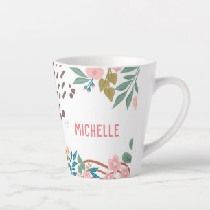 Tasse Latte Ma lecture biblique Floral Abstrait Nom personnali