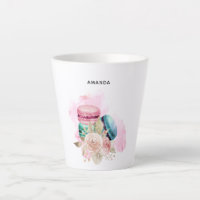 Macarons et fleurs colorés Aquarelle