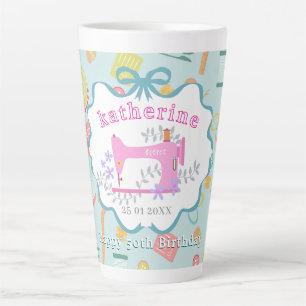 Tasse Latte Machine à coudre pour les 50 ans de la couturière