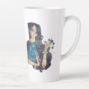 Tasse Latte Madhubani poisson bleu et la traditionnelle dame l