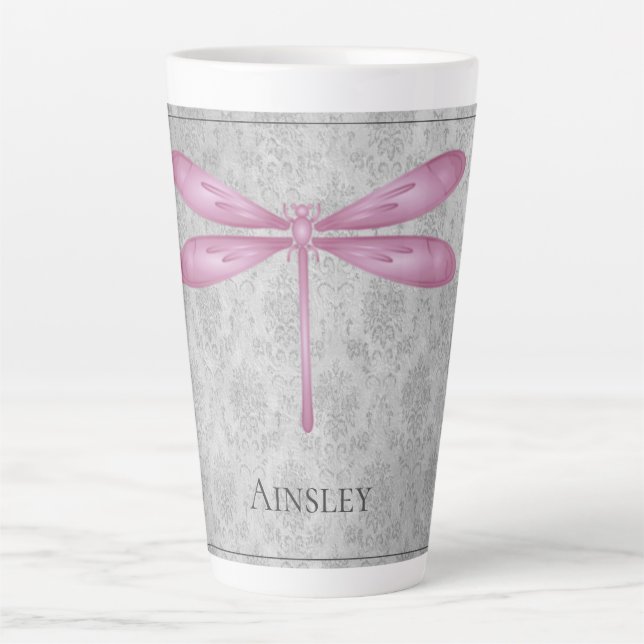 Tasse Latte Magenta Dragonfly Damas (Devant)