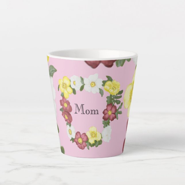 Tasse Latte Magnifique Rose sauvage modifiable (Devant)