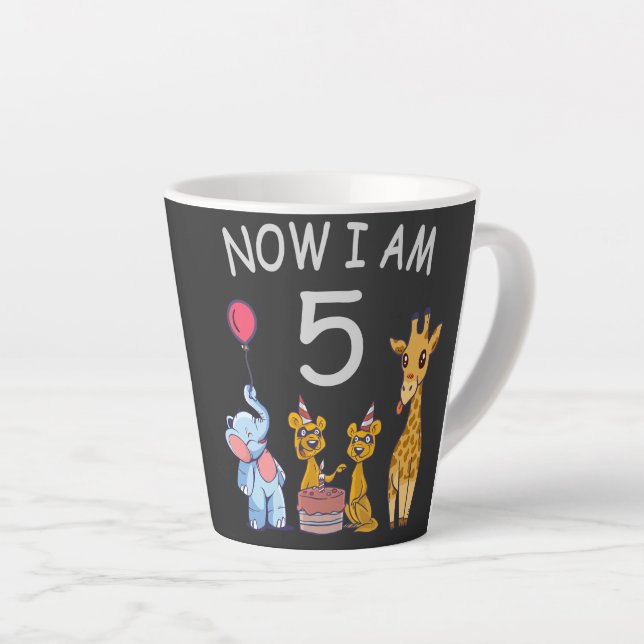 Tasse Latte Maintenant, j'ai 5 ans 5e anniversaire au Zoo (Angle droit)