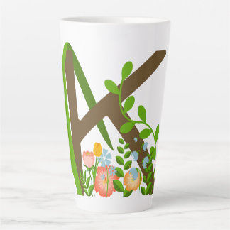 Tasse Latte Majuscule K monogramme floral