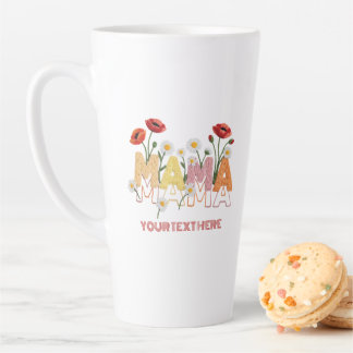Tasse Latte Mama Floral Mother's Day Custom Name Poppy & Daisy