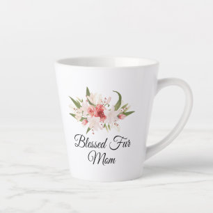Tasse Latte Maman Fur à l'eau bénite avec un design floral aqu