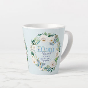 Tasse Latte Maman, je t'aime  Papillon floral blanc d'aquarell