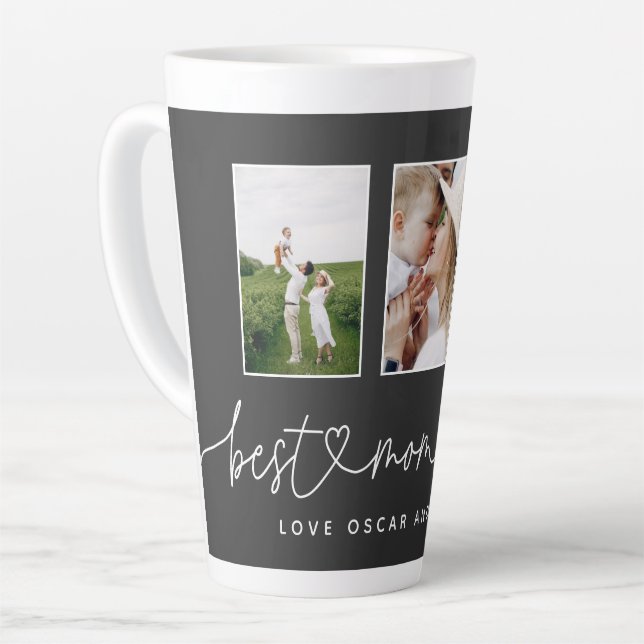 Tasse Latte Maman mignon script moderne multi photo cadeau (Angle gauche)