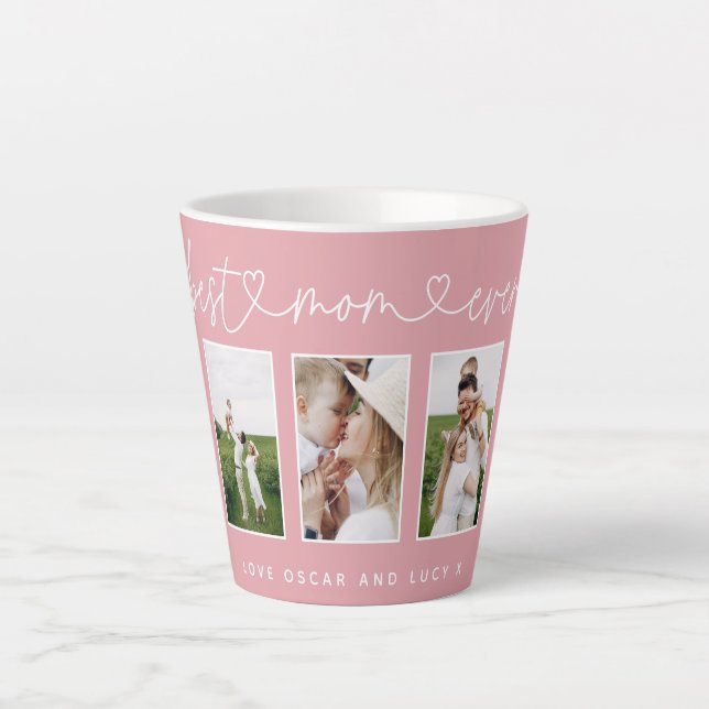 Tasse Latte Maman mignonne script moderne multi photo cadeau r (Devant)